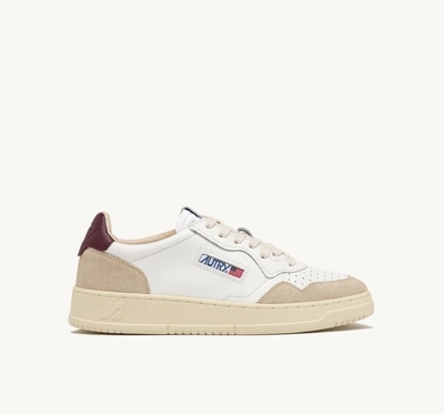 ZAPATILLAS MEDALIST LOW DE ANTE Y PIEL BLANCAS Y BURGUNDY